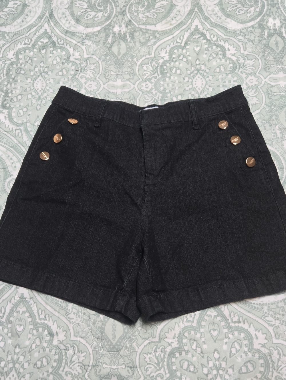 Nine West Dark Blue Sailor-Style High Waist Shorts with Gold Buttons